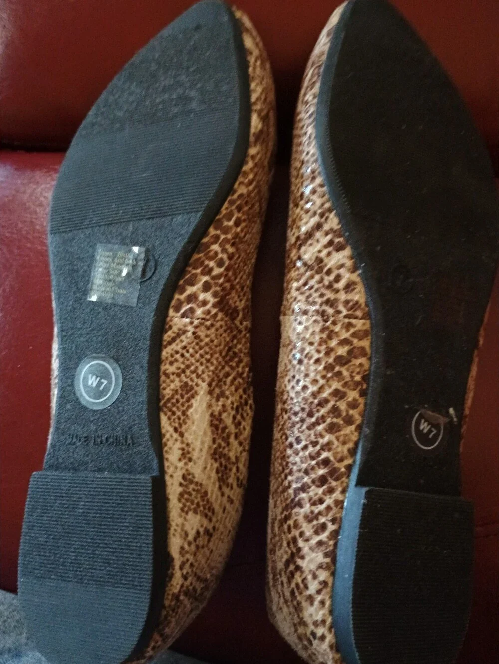 GAP, Snake Print Pointed Toe Flats - Neutral Colors, Size 7